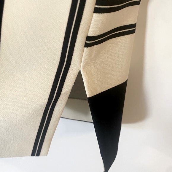 ZARA Black and Cream Striped Blouse Size Medium - Picture 4 of 6